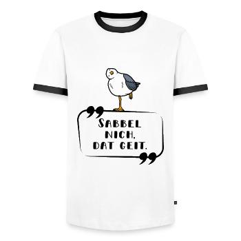 Sabbel nich dunkel - Männer Kontrast-T-Shirt - Weiß/Schwarz - Vorne - AI Model Female 172 light (172cm) & AI Model Male 178 dark (178cm)
