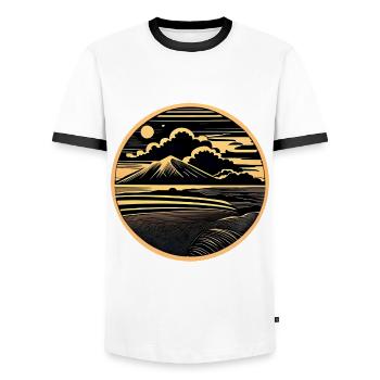 Vintage Strandlandschaft bb - Männer Kontrast-T-Shirt - Weiß/Schwarz - Vorne - AI Model Female 172 light (172cm) & AI Model Male 178 dark (178cm)