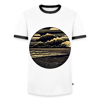 Vintage Beach Landscape bbb - T-shirt contrasté Homme - blanc/noir - Devant - AI Model Female 172 light (172cm) & AI Model Male 178 dark (178cm)