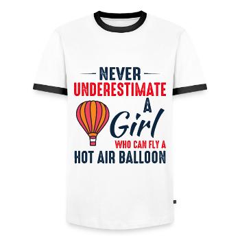 Hot Air Ballooning Hopper Balloon Ride Balloonist - Men's Ringer Shirt - white/black - Front - AI Model Female 172 light (172cm) & AI Model Male 178 dark (178cm)