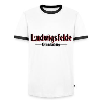 Ludwigsfelde - Männer Kontrast-T-Shirt - Weiß/Schwarz - Vorne - AI Model Female 172 light (172cm) & AI Model Male 178 dark (178cm)