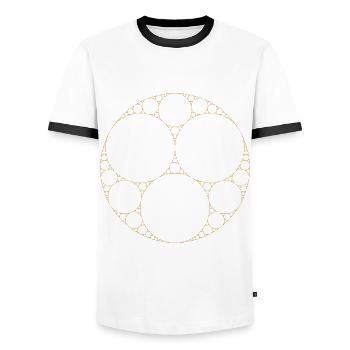 Apollonian Gasket Math Fractal Sacred Gold - Men's Ringer Shirt - white/black - Front - AI Model Female 172 light (172cm) & AI Model Male 178 dark (178cm)