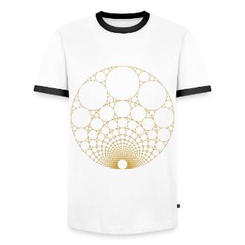 Gold Nested Apollonian Gasket Math Fractal Sacred - Men's Ringer Shirt - white/black - Front - AI Model Female 172 light (172cm) & AI Model Male 178 dark (178cm)