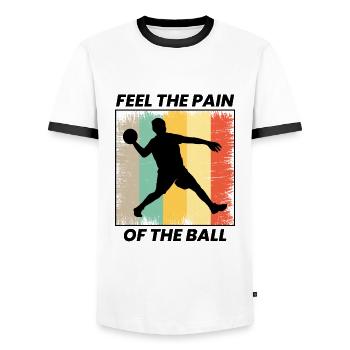 Dodgeball Player Coach Team Sports Funny - Men's Ringer Shirt - white/black - Front - AI Model Female 172 light (172cm) & AI Model Male 178 dark (178cm)