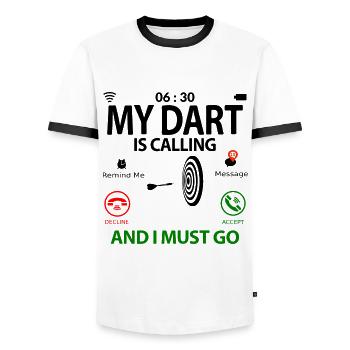 Dart Sprüche Lustige Witzige Humor is Calling - Männer Kontrast-T-Shirt - Weiß/Schwarz - Vorne - AI Model Female 172 light (172cm) & AI Model Male 178 dark (178cm)