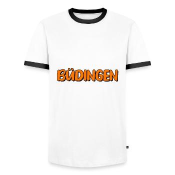 Büdingen - Männer Kontrast-T-Shirt - Weiß/Schwarz - Vorne - AI Model Female 172 light (172cm) & AI Model Male 178 dark (178cm)