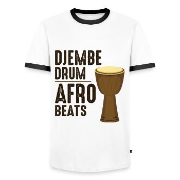 Djembe Player Drummer Music Drum Musician - Men's Ringer Shirt - white/black - Front - AI Model Female 172 light (172cm) & AI Model Male 178 dark (178cm)