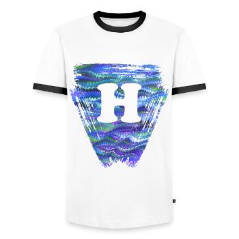 Triangle E 103 h - T-shirt contrasté Homme - blanc/noir - Devant - AI Model Female 172 light (172cm) & AI Model Male 178 dark (178cm)