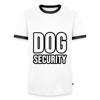 Sécurité des chiens ou des chats - T-shirt contrasté Homme - blanc/noir - Devant - AI Model Female 172 light (172cm) & AI Model Male 178 dark (178cm)