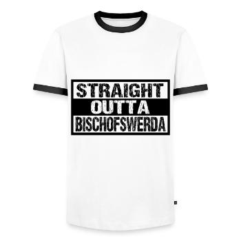 Bischofswerda - Männer Kontrast-T-Shirt - Weiß/Schwarz - Vorne - AI Model Female 172 light (172cm) & AI Model Male 178 dark (178cm)