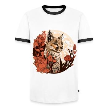 Luchs - Männer Kontrast-T-Shirt - Weiß/Schwarz - Vorne - AI Model Female 172 light (172cm) & AI Model Male 178 dark (178cm)