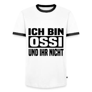 ossi und ihr nicht - Männer Kontrast-T-Shirt - Weiß/Schwarz - Vorne - AI Model Female 172 light (172cm) & AI Model Male 178 dark (178cm)