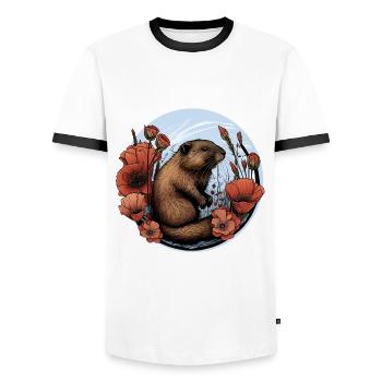 Beaver beaver protection - Men's Ringer Shirt - white/black - Front - AI Model Female 172 light (172cm) & AI Model Male 178 dark (178cm)