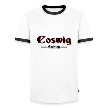 Coswig - Männer Kontrast-T-Shirt - Weiß/Schwarz - Vorne - AI Model Female 172 light (172cm) & AI Model Male 178 dark (178cm)