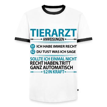 Dankeschön Danke sagen an Tierarzt Tierarztpraxis - Männer Kontrast-T-Shirt - Weiß/Schwarz - Vorne - AI Model Female 172 light (172cm) & AI Model Male 178 dark (178cm)