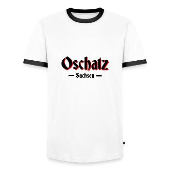 Oschatz - Männer Kontrast-T-Shirt - Weiß/Schwarz - Vorne - AI Model Female 172 light (172cm) & AI Model Male 178 dark (178cm)