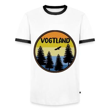 Vogtland - Männer Kontrast-T-Shirt - Weiß/Schwarz - Vorne - AI Model Female 172 light (172cm) & AI Model Male 178 dark (178cm)