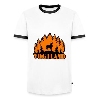 Vogtland - Männer Kontrast-T-Shirt - Weiß/Schwarz - Vorne - AI Model Female 172 light (172cm) & AI Model Male 178 dark (178cm)