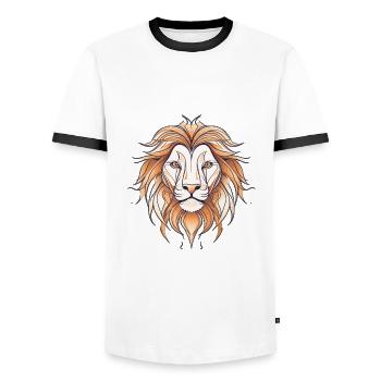wild lion Löwe charmant linie Design - Männer Kontrast-T-Shirt - Weiß/Schwarz - Vorne - AI Model Female 172 light (172cm) & AI Model Male 178 dark (178cm)