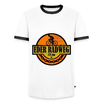 Eder Radweg - Männer Kontrast-T-Shirt - Weiß/Schwarz - Vorne - AI Model Female 172 light (172cm) & AI Model Male 178 dark (178cm)