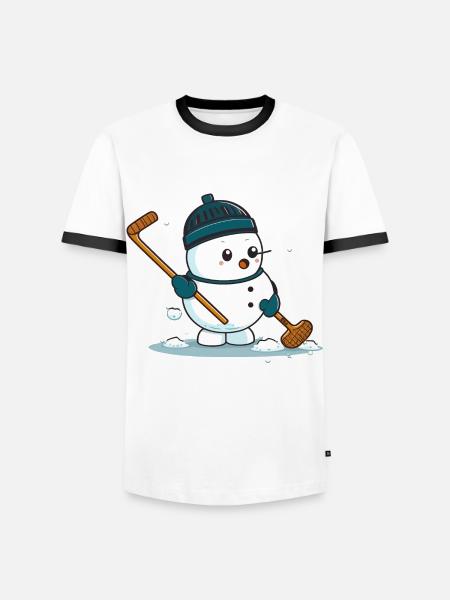 Frosty the Goalie - Men's Ringer Shirt - white/black