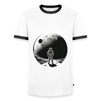 Astrotnaut sur la Lune - T-shirt contrasté Homme - blanc/noir - Devant - AI Model Female 172 light (172cm) & AI Model Male 178 dark (178cm)