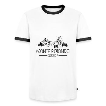 Monte Rotondo Korsika - Männer Kontrast-T-Shirt - Weiß/Schwarz - Vorne - AI Model Female 172 light (172cm) & AI Model Male 178 dark (178cm)