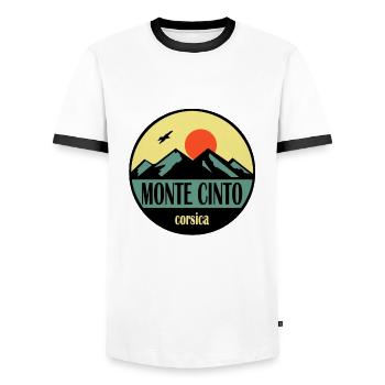 Monte Cinto Corse - T-shirt contrasté Homme - blanc/noir - Devant - AI Model Female 172 light (172cm) & AI Model Male 178 dark (178cm)