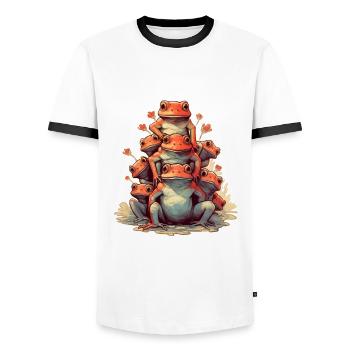 Frogs - Men's Ringer Shirt - white/black - Front - AI Model Female 172 light (172cm) & AI Model Male 178 dark (178cm)