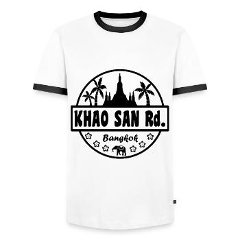 Khao San Thailand - Männer Kontrast-T-Shirt - Weiß/Schwarz - Vorne - AI Model Female 172 light (172cm) & AI Model Male 178 dark (178cm)