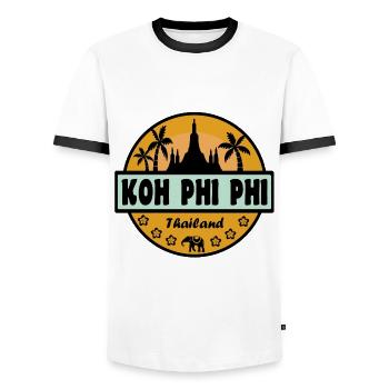 Koh Phi Phi Thaïlande - T-shirt contrasté Homme - blanc/noir - Devant - AI Model Female 172 light (172cm) & AI Model Male 178 dark (178cm)