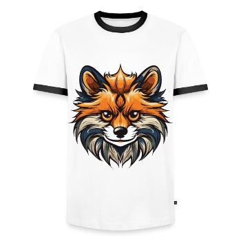 Pomeranian Dog Portrait - Men's Ringer Shirt - white/black - Front - AI Model Female 172 light (172cm) & AI Model Male 178 dark (178cm)