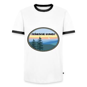 Fränkische Schweiz - Männer Kontrast-T-Shirt - Weiß/Schwarz - Vorne - AI Model Female 172 light (172cm) & AI Model Male 178 dark (178cm)