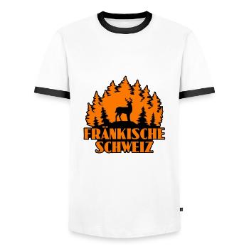 Fränkische Schweiz - Männer Kontrast-T-Shirt - Weiß/Schwarz - Vorne - AI Model Female 172 light (172cm) & AI Model Male 178 dark (178cm)