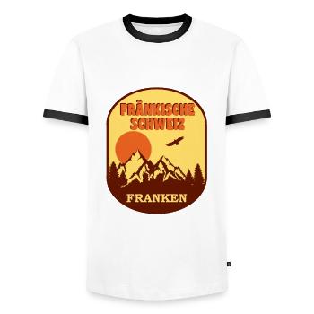 Fränkische Schweiz - Männer Kontrast-T-Shirt - Weiß/Schwarz - Vorne - AI Model Female 172 light (172cm) & AI Model Male 178 dark (178cm)