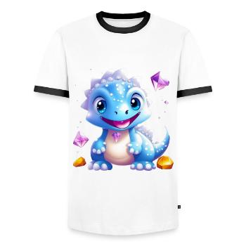 Crystal Dragon 02 - Men's Ringer Shirt - white/black - Front - AI Model Female 172 light (172cm) & AI Model Male 178 dark (178cm)