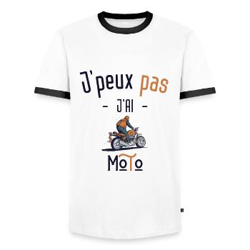 I can't I have a motorcycle - Men's Ringer Shirt - white/black - Front - AI Model Female 172 light (172cm) & AI Model Male 178 dark (178cm)