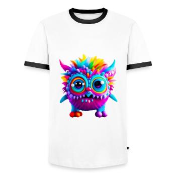 Petit monstre - T-shirt contrasté Homme - blanc/noir - Devant - AI Model Female 172 light (172cm) & AI Model Male 178 dark (178cm)
