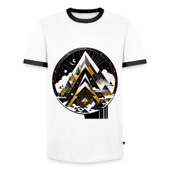 Montagne spatiale - T-shirt contrasté Homme - blanc/noir - Devant - AI Model Female 172 light (172cm) & AI Model Male 178 dark (178cm)