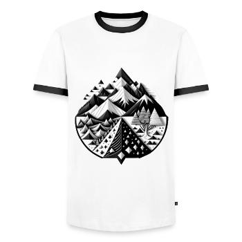 Collage Modern-Stil/ Berglandschaft - Männer Kontrast-T-Shirt - Weiß/Schwarz - Vorne - AI Model Female 172 light (172cm) & AI Model Male 178 dark (178cm)