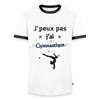 J'peux pas j'ai Gymnastique - T-shirt contrasté Homme - blanc/noir - Devant - AI Model Female 172 light (172cm) & AI Model Male 178 dark (178cm)