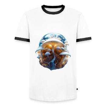 Mushrooms - Zauberpilze - Männer Kontrast-T-Shirt - Weiß/Schwarz - Vorne - AI Model Female 172 light (172cm) & AI Model Male 178 dark (178cm)