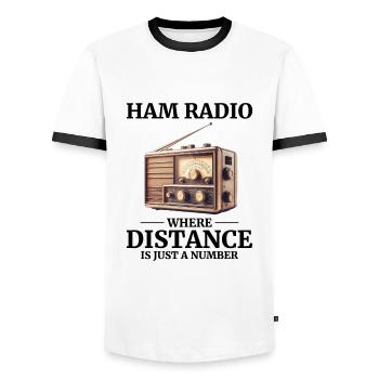 Vintage-Amateurfunker - Männer Kontrast-T-Shirt - Weiß/Schwarz - Vorne - AI Model Female 172 light (172cm) & AI Model Male 178 dark (178cm)