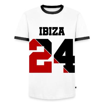 Ibiza 24 - T-shirt contrasté Homme - blanc/noir - Devant - AI Model Female 172 light (172cm) & AI Model Male 178 dark (178cm)