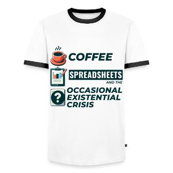 Accountant Bookkeeping Coffee Spreadsheets Funny - Men's Ringer Shirt - white/black - Front - AI Model Female 172 light (172cm) & AI Model Male 178 dark (178cm)