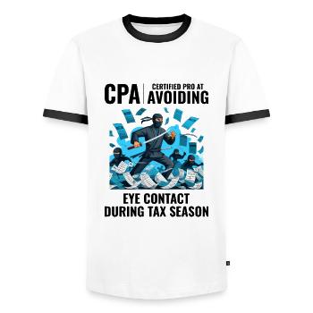 CPA Ninja: Stealth Mode in the Tax Season - Men's Ringer Shirt - white/black - Front - AI Model Female 172 light (172cm) & AI Model Male 178 dark (178cm)
