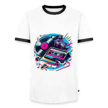 Musique rétro - T-shirt contrasté Homme - blanc/noir - Devant - AI Model Female 172 light (172cm) & AI Model Male 178 dark (178cm)