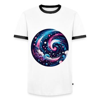 Galaxy - Männer Kontrast-T-Shirt - Weiß/Schwarz - Vorne - AI Model Female 172 light (172cm) & AI Model Male 178 dark (178cm)