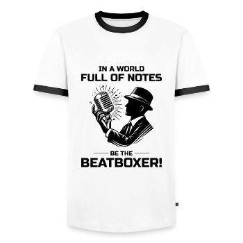 Beatboxing Humorous Music Art Culture Musical - Men's Ringer Shirt - white/black - Front - AI Model Female 172 light (172cm) & AI Model Male 178 dark (178cm)