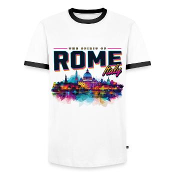 Rom Rome Italien Stadt Skyline Splash Neon Bunt - Männer Kontrast-T-Shirt - Weiß/Schwarz - Vorne - AI Model Female 172 light (172cm) & AI Model Male 178 dark (178cm)